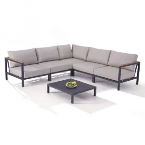 Luxury Garden Sectional L Shape Corner Couch Furniture Outdoor Patio Modular 4 Piece Powder Coated Aluminum Lounge Sofa Set