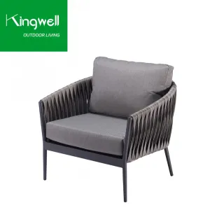 Luxury High-End European Outdoor Lounge Sofa Metal Frame Rope Woven Aluminum Garden Patio Sets General Use Outdoor Furniture