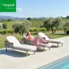 Luxury Hospitality Outdoor Pool Furniture Chaise Lounge with Teak Armrest and Cushions for Hotel Park Projects