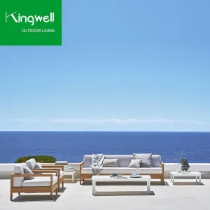 Luxury Modern All Weather Teak Wood Comfortable Outdoor Furniture Garden Sofa Set for Villas Hotels Courtyards Resorts