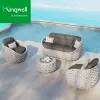 Luxury Modern Creative Soft Outdoor Furniture Aluminum Rope Woven Garden Sofa Set Waterproof Leisure Sofas for Balcony Patio