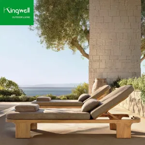 Luxury Modern Garden Furniture Set Beach Swimming Pool Chaise Lounge Chair Outdoor Solid Teak Wood Sun Lounger for Pool Park