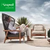 Luxury Modern Outdoor Sofa Set Waterproof Rattan Wicker Solid Wood Patio Couch Sectional Teak for Living Room Dining Hotel Park