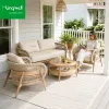 Luxury Modern Teak Outdoor Sofa Set for Hotel Villa Resorts Weather Resistant 6 Seater Dining Garden Furniture