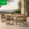 Luxury Modern Teak Outdoor Table Chair Set Comfortable Portable UV Weather Resistant Garden Dining Set for Hotel Courtyards