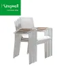 Luxury Modern Waterproof Aluminum Metal Lounge Chair Comfortable Armrest Stackable for Outdoor Restaurant Patio Villa Park