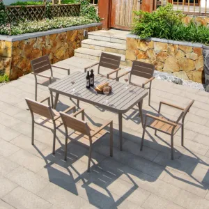 Luxury Outdoor Furniture Aluminum Garden Patio Dining Table and Chair Set Balcony Stackabe Chairs Set for Hotel Resort Villa