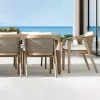 Luxury Outdoor Garden Furniture Sets Modern Patio Teak Wood Dining Table and Chairs Set for Restaurant with Rattan