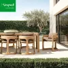 Luxury Solid Teak Wood Modern UV-Resistant Outdoor Indoor Dining Table Chair Set with 2-3 Year Warranty for Beach Hotels Villas