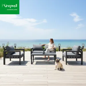 Luxury Villa Outdoor Sofa Set KD Weather Resistant Garden Patio Furniture with Aluminum Frame for Villas Outdoor Living