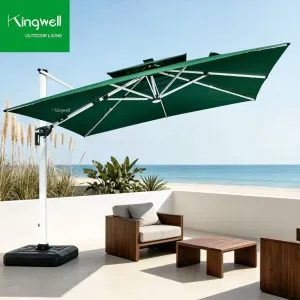 25M Sided Pole Cantilever Sun Parasol Waterproof Garden Umbrella LED for Modern Design Courtyard Outdoor Furniture for Hotels