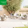 Minimalist Custom High End Teak Wood Outdoor Sofa Set Luxury Patio Garden Furniture Courtyard Leisure Exterior