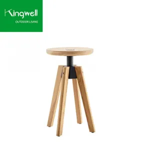 Minimalist Design Round Teak Wood Dining Chair Portable Armchair for Cafe or Restaurant for Park Use Outdoor Furniture