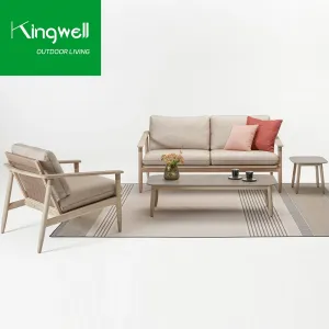 Modern All-Weather Waterproof Solid Teak Wood Outdoor Garden Sofa Set Patio Lounges for Hotel Park Dining Courtyard Living Room