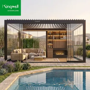 Modern Bioclimatic Garden Custom Gazebo Aluminium 3x3 4x4 Manual Pergola Remote Control Commercial Grade Outdoor Furniture Sun