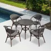 Modern Cheap Garden Restaurant Aluminum 5 Piece Dining Set Outdoor Patio Teslin Seating Cafe Bistro Round Table and 4 Chairs
