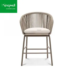 Modern Comfortable Aluminum High Bar Stools Waterproof Weather Resistant Durable Eco-Friendly Outdoor Garden Furniture