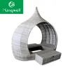 Modern Design Apple Shape Lounge Day Bed Rattan Wicker Woven Outdoor Canopy Garden Furniture Set for Patio Park Gym Farmhouse