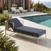 Modern Design Stainless Steel Sun Lounger with Built-In Side Table Luxury Outdoor Furniture for Villas