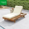 Modern Design Teak Sun Lounger Adjustable Height UV Resistant Eco-Friendly Outdoor Furniture for Hotels Pools Patios-Commercial