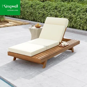 Modern Design Teak Sun Lounger Adjustable Height UV Resistant Eco-Friendly Outdoor Furniture for Hotels Pools Patios-Commercial