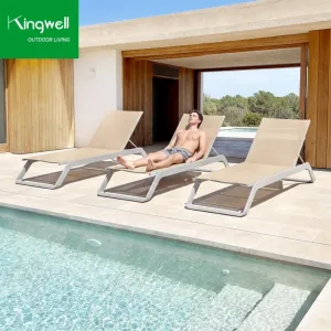 Modern Durable Aluminum Daybed Outdoor Poolside Sun Lounger Cushions UV Resistant Finish for Commercial Use Parks Hotels Villas