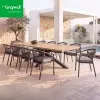 Modern Durable Aluminum Patio Dining Set Waterproof UV-Resistant Outdoor Garden Furniture Table and 6 Chairs for Courtyard