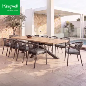 Modern Durable Aluminum Patio Dining Set Waterproof UV-Resistant Outdoor Garden Furniture Table and 6 Chairs for Courtyard