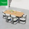 Modern Durable Metal Patio Dining Set Outdoor Garden Furniture for Courtyard Hotels and Villas-Dinning Chair and Table