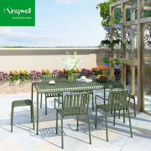 Modern Garden Dining Table Chair Set Lightweight Waterproof Quick-drying Aluminum Frame for Balcony Patio Bar Cafe Hotel