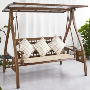 Modern Garden Patio Furniture Outdoor Front Porch Cast Aluminum 3 Person Seater Self Adult Swing Hanging Chair with Canopy