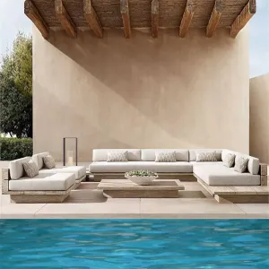 Modern Garden Teak Sofa Set Hotel Luxury Outdoor Furniture Modular Cushion Couch Outdoor Lounge Patio Furniture Garden Sofa Set