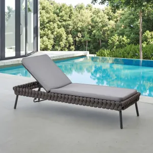 Modern Hotel Outdoor Furniture Aluminum Frame Rope Weaving Garden Patio Swimming Pool Chaise Sun Lounger