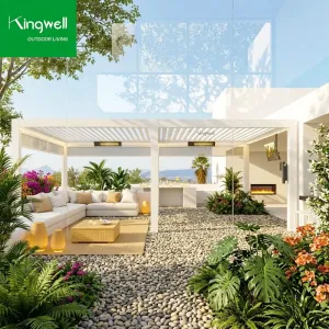 Modern Kingwell Outdoor Aluminum Permanent Gazebo Metal Frame Furniture Canopy Pergola Bioclimatic Pergola