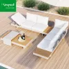 Modern L-Shaped Corner Aluminum Outdoor Furniture Minimalist Modular Garden Sofa Set for Courtyard Hotels Parks