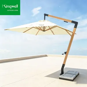 Modern Large Aluminum Waterproof Outdoor Patio Parasol Umbrella with Marble Stone Base for Beach Park Dining Areas