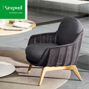 Modern Luxury All-Weather Teak Rattan Set Outdoor Wood Furniture Sofas for Living Room Courtyard Hotel Park Apartment