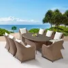 Modern Luxury Best Brown Garden Wicker Table 8 Seater Chairs Furniture Outdoor Patio Rattan Aluminum 9 Piece Dining Seating Set