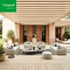 Modern Luxury Design Outdoor Garden Furniture Set Rattan PE Wicker Lounge Sofa Waterproof Cushions Apartment Courtyard Living