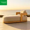 Modern Luxury Garden Furniture Set Beach Swimming Pool Sun Lounger Outdoor Solid Teak Wood Leisure Chaise Lounge Chairs Pool