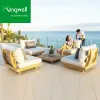 Modern Luxury Teak Wood Furniture with Cushions Sofa Set Outdoor Garden Patio Hotel Sectional Outdoor Sofa