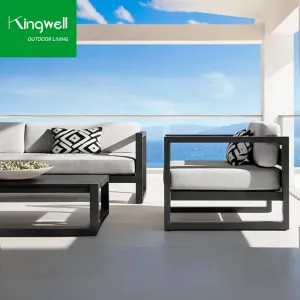Modern Outdoor Aluminum Frame Patio Sofa All-Weather Wicker Material Garden Sofa Sets for Hotels Villas Courtyards Leisure Use