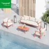 Modern Outdoor Aluminum Patio Furniture Indoor Leisure Stackable Garden Waterproof Sofas Rope Leisure Park Sofa Set