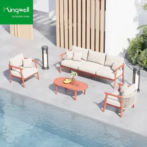 Modern Outdoor Aluminum Patio Furniture Indoor Leisure Stackable Garden Waterproof Sofas Rope Leisure Park Sofa Set