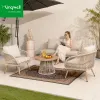 Modern Outdoor Aluminum Rattan Wicker Sofa Set Cushion Waterproof Apartment Garden Patio Furniture for Hotels Villas Courtyards