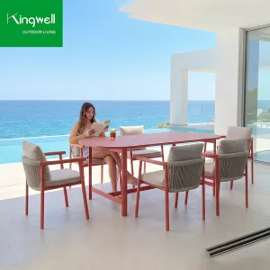 Modern Outdoor Aluminum Rope Woven Waterproof Dining Set for Restaurant Garden Balcony Villas
