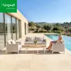 Modern Outdoor Aluminum Sofa Set Waterproof Durable Fabric for Garden Patio Furniture Hotel Courtyard Park Use Seats 4-6 People