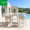 Modern Outdoor Bar Stools Water Resistant Light Weight High Chairs Aluminum Dining Commercial Patio Restaurant Home Counter