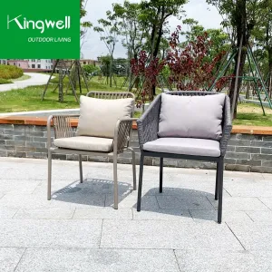 Modern Outdoor Dining Chair with Rope Aluminium Frame Garden Furniture for Kitchen and Balcony or Outdoor Space