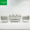 Modern Outdoor Dining Set Waterproof Fabric Patio Furniture Leisure Garden Aluminum Frame Park 6 Seater